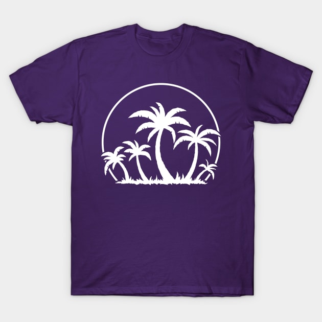 Palm Trees And Sunset in White T-Shirt by fizzgig